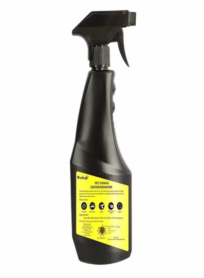 VetSafe Pet Stain & Odour Remover 500 ml | 3X Cleaning Power | Eliminates Tough Stains & Odours | Prevents Repeat Marking | Ideal for Feces, Urine, Vomit & Drool | Pet Area Cleaner - Image 2